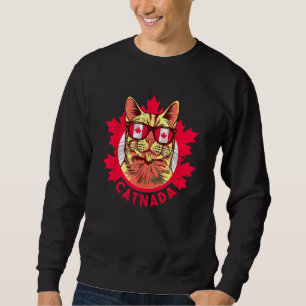 Sudadera Gato Lindo Bandera De Canadá Gato Canadiense Gafas