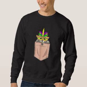 Sudadera Gato lindo con máscara de carnaval Gato Mardi Gras