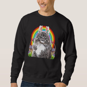 Sudadera Gato lindo de Pascua Caza de Huevos Gato Arcoiris