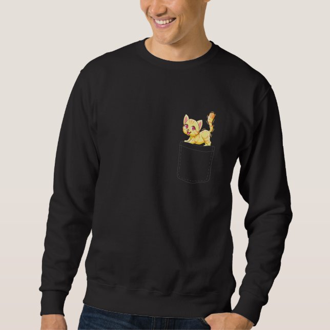 Sudadera Gato lindo en el bolsillo gatitos (Anverso)