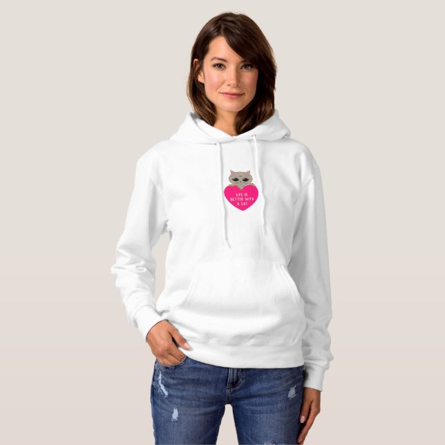 Sudadera Gato lindo y corazón (Anverso completo)