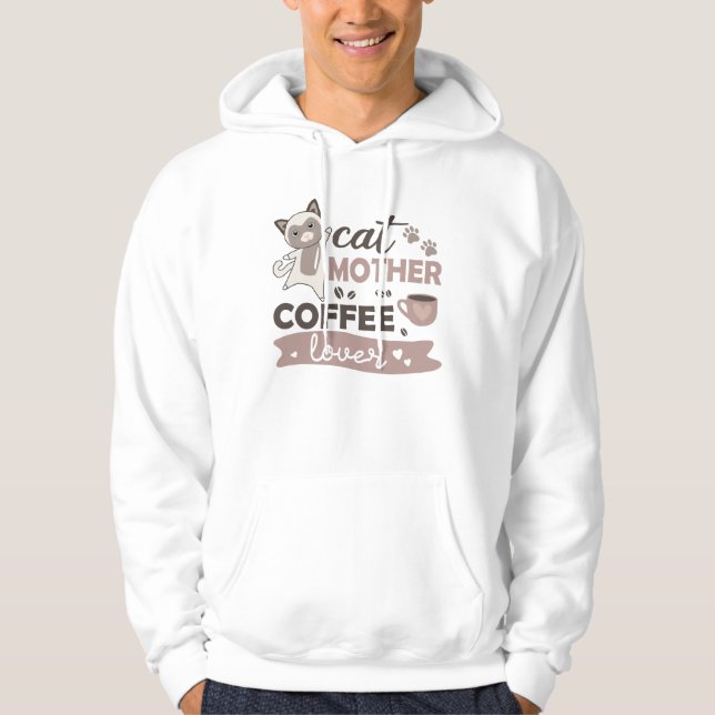 Sudadera Gato Madre Café Amante Copa De Café Gatos De Café (Anverso)