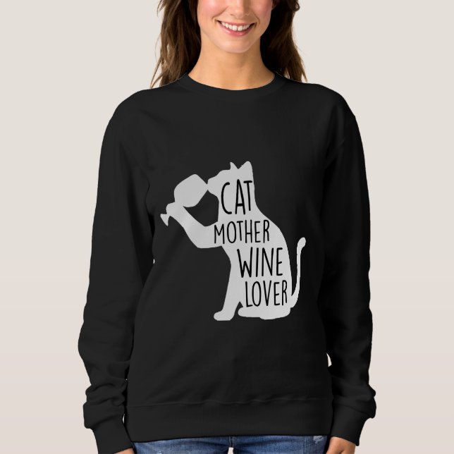 Sudadera Gato Madre Navidades de vino Mujeres Mascota Gato  (Anverso)