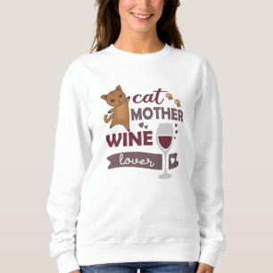 Sudadera Gato Madre Wine Lover Gatos Amor Vino Rojo