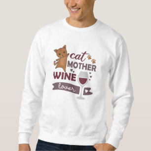 Sudadera Gato Madre Wine Lover Gatos Amor Vino Rojo