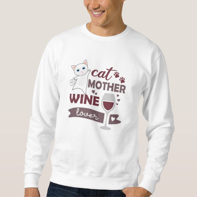 Sudadera Gato Madre Wine Lover Gatos Vino Rojo Gatos Blanco (Anverso)