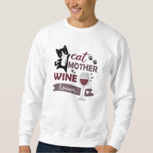 Sudadera Gato Madre Wine Lover Gatos Vino Rojo Negro