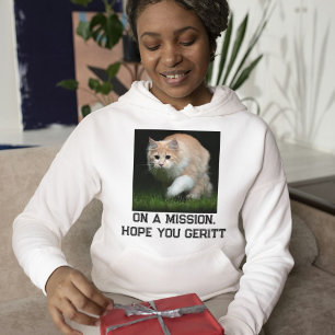 Sudadera Gato Maine Coon Blanco Foto de Mascota con Texto N