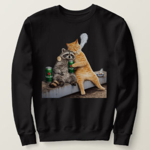 Sudadera Gato Mapache Fumando Cigarrillo   Bebida de Meme A