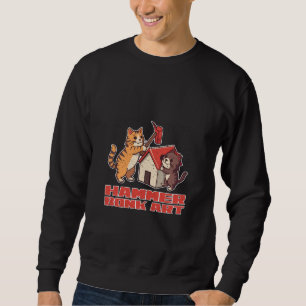 Sudadera Gato Martillo Bonk Meme Divertido Arte Retro Lindo