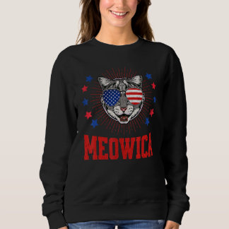 Sudadera Gato Meowica Americat Merica Bandera Eeuu Gafas De