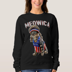Sudadera Gato Meowica Mullet Bandera Estadounidense Patriót
