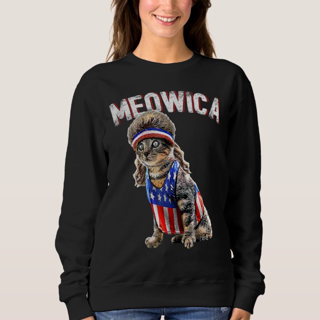 Sudadera Gato Meowica Mullet Bandera Estadounidense Patriót (Anverso)
