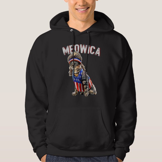 Sudadera Gato Meowica Mullet Bandera Estadounidense Patriót (Anverso)