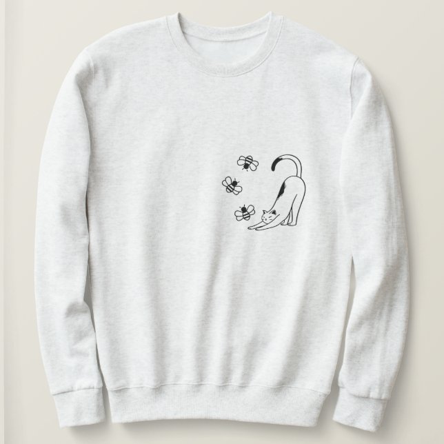 Sudadera Gato minimalista de primavera  (Anverso del diseño)