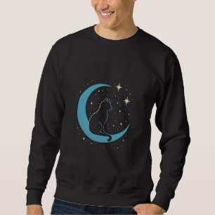 Sudadera Gato Místico en el Cielo Nocturno de Luna Azul