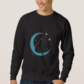 Sudadera Gato Místico en el Cielo Nocturno de Luna Azul