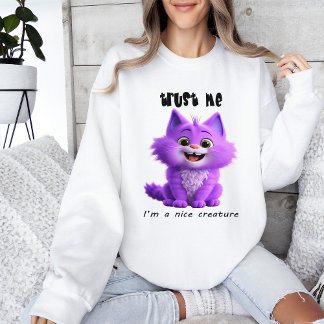 Sudadera Gato Morado Adorable | Confía en Mí Soy una Criatu