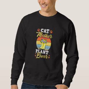 Sudadera Gato Mujer Madre Planta Trendy Jardín Floral Cute