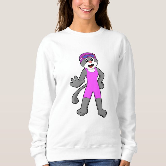 Sudadera Gato nadando con traje de baño (Anverso)