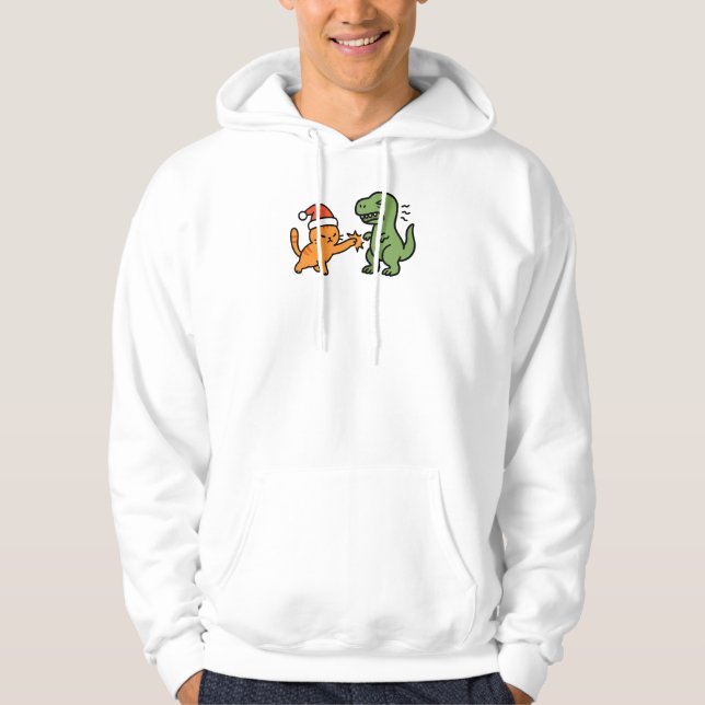 Sudadera Gato Naranja de Navidad y T-rex (Anverso)