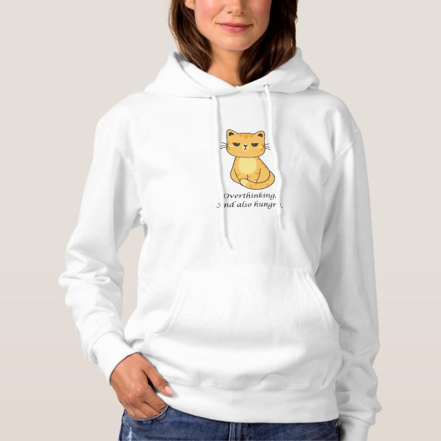 Sudadera Gato Naranja Sobrepensante Y Hambriento (Anverso)
