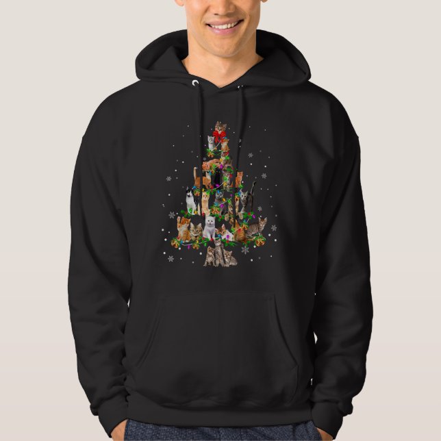 Sudadera Gato Navidad Árbol Ornamento Decoración De Navidad (Anverso)