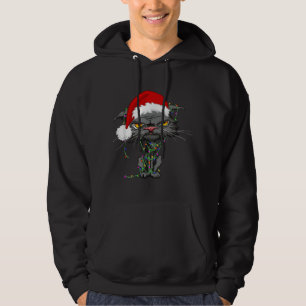 Sudadera Gato Navidad enciende gato enmascarado de gato
