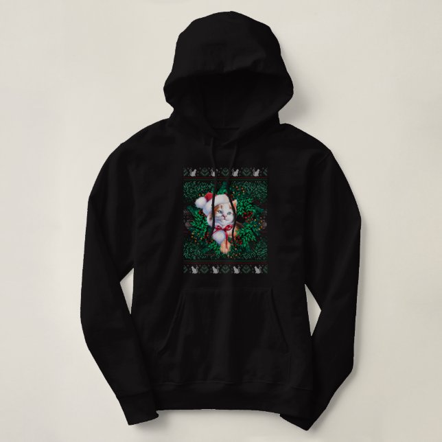 Sudadera Gato Navidades Camisas Navidades feos estilo suéte (Diseño del anverso)
