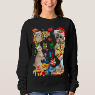 Sudadera Gato Navidades montando pizza graciosos gatos Sant
