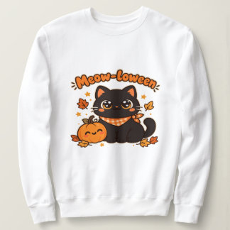 Sudadera Gato Negro Adorable Calabaza Meow-loween
