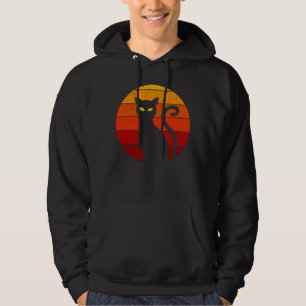 Sudadera Gato Negro Atardecer Retro Vintage Halloween I