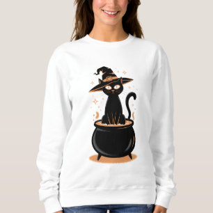 Sudadera Gato negro bienvenido en Cauldron - Halloween Magi