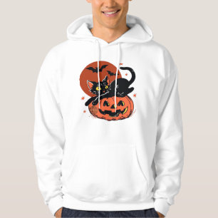 Sudadera Gato Negro, Camiseta Clásica Nostálgica de Hallowe