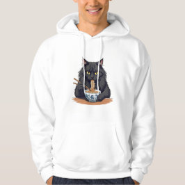 Sudadera Gato Negro Comiendo Fideos – Gato Ramen Divertido 