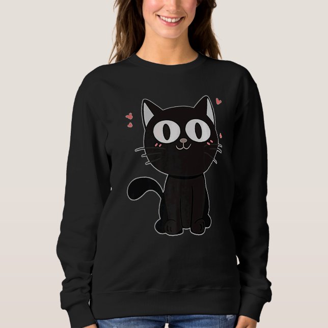 Sudadera Gato negro con ojos grandes (Anverso)