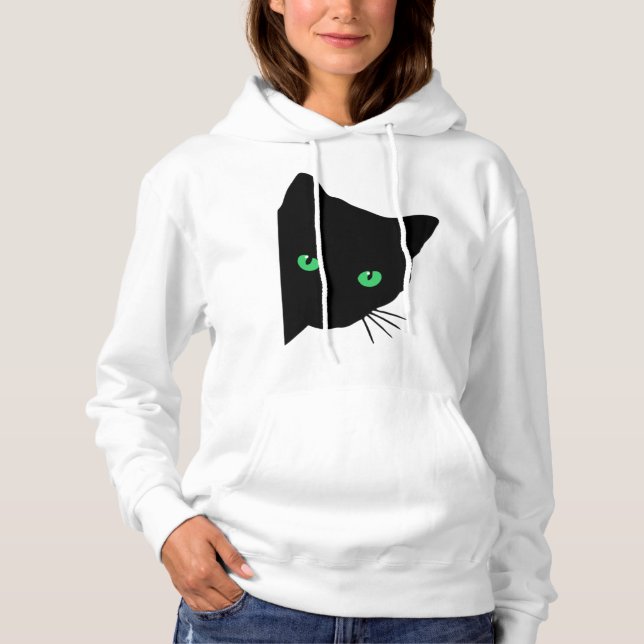 Sudadera gato negro con ojos verdes (Anverso)