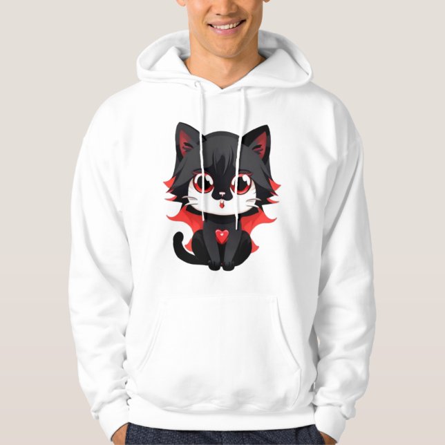 Sudadera Gato negro de color rojo (Anverso)