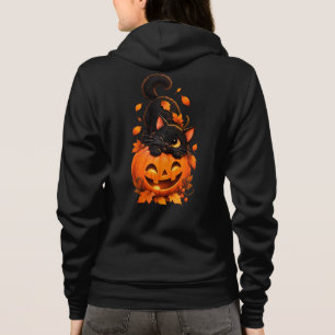 Sudadera Gato negro de Halloween adorable calabaza bruja