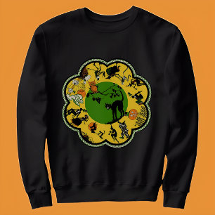 Sudadera Gato negro de Halloween vintage