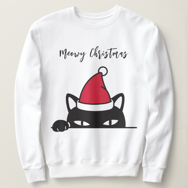 Sudadera Gato negro de Navidades divertidos (Anverso del diseño)