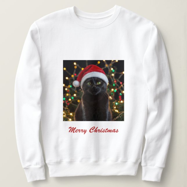 Sudadera Gato negro de navidades - foto personalizada de Sa (Anverso del diseño)