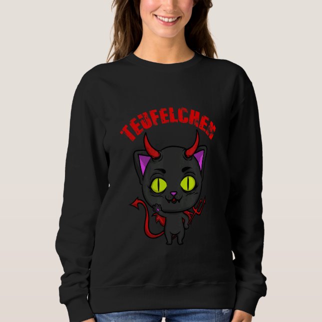 Sudadera Gato Negro Devil Kitten Costume Infierno (Anverso)