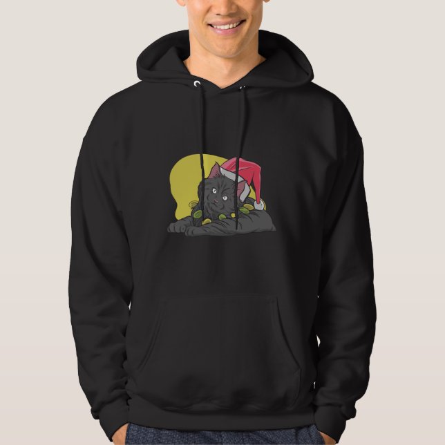 Sudadera Gato negro divertido de Navidad (Anverso)