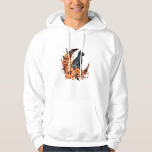 Sudadera Gato negro en calabaza floral de la luna Halloween