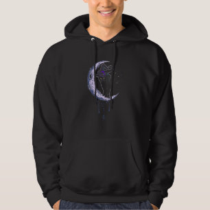 Sudadera Gato Negro En La Luna Morada Con Bruja De Sombrero
