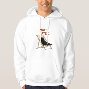 Sudadera Gato Negro en Silla de Playa Quizás Más Tarde