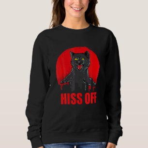 Sudadera Gato negro enojado siseo fuera Miau gato