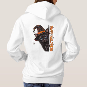 Sudadera Gato Negro Espeluznante Sombrero de Bruja Hallowee