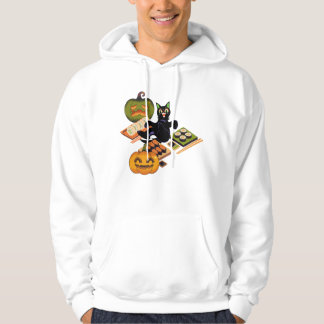 Sudadera Gato negro espeluznante y festín de sushi de Hallo